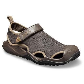 Crocs Swiftwater Mesh Deck Hnede - Panske Sandále